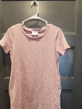 Everly Dusty Mauve Ribbed Short Sleeve Tee